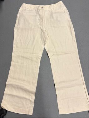 Chico's Women’s Cream Wide-Leg Linen-Blend Pants
